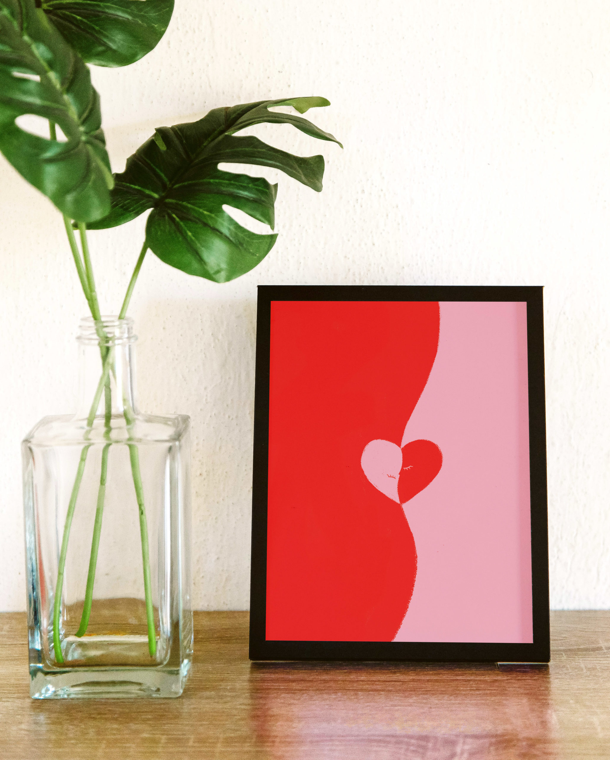 Illustration "Valentines love" encadrée au format A5