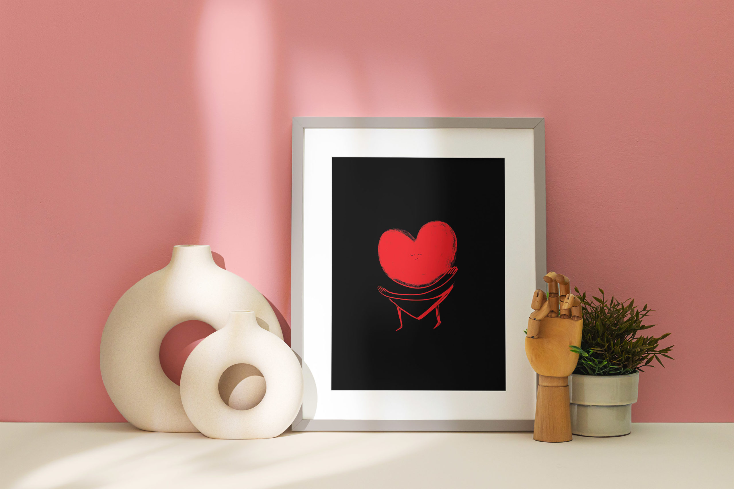 Illustration "self love" format A4 encadrée et mis en situation